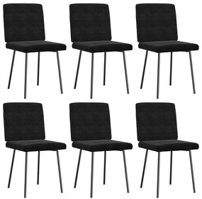 Cadeiras de jantar 6 pcs veludo preto