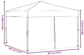 Tenda para festas dobrável com paredes laterais 3x3 m azul