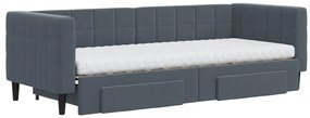 Sofá-cama c/ gavetão e gavetas 80x200 cm veludo cinzento-escuro