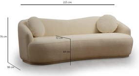 Sofá de 3 Lugares Ancona – Creme – 225x76x98 cm