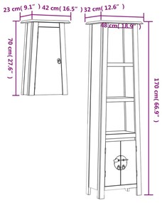 2 pcs conjunto móveis p/ casa de banho madeira de pinho maciça