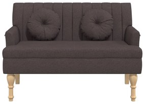 Banco c/ almofadões 113x64,5x75,5 cm tecido castanho-escuro