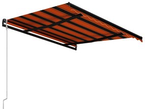 Toldo retrátil automático 350x250 cm laranja e castanho