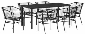 Conjunto de Jantar de Jardim com 7 Peças Preto em Rattan Sintético