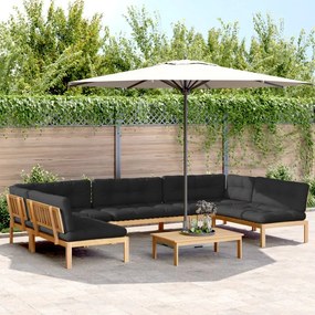 vidaXL 6 pcs conj. sofás paletes p/ jardim c/ almofadões acácia maciça