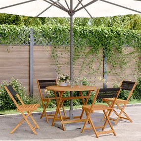 vidaXL 5 pcs conj. jantar p/ jardim polipropileno/madeira maciça preto