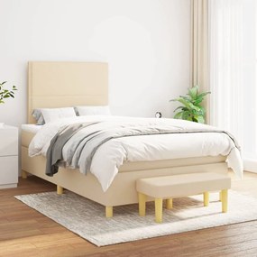 vidaXL Cama com molas/colchão 120x200 cm tecido cor creme