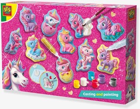 Conjunto de moldagem e pintura de figuras de unicórnios com purpurinas SES Creative rosa