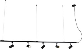 Sistema de calha suspensa inteligente preto monofásico incluindo 5 Wifi GU10 - Iconic Jeana