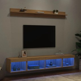 vidaXL 5pcs móveis parede p/ TV c/ LEDs deriv. madeira carvalho sonoma