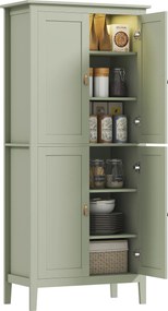 Armário Alto de Cozinha, 80 x 40 x 176,5 cm, LED Regulável com Sensor de Movimento, Verde