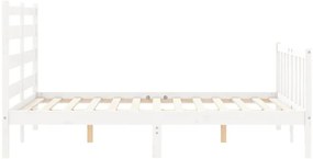 Cama sem colchão 140x190 cm madeira de pinho maciça branco
