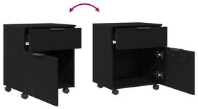Gabinete Móvel vidaXL com Rodas Carvalho Preto 45x38x54 cm
