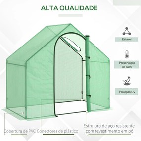 Estufa Transparente de Jardim 180x100x168 cm Estufa de Jardim com Porta Enrolável e Estrutura de Aço Verde