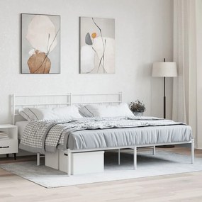 Estrutura de cama com cabeceira 183x213 cm metal branco