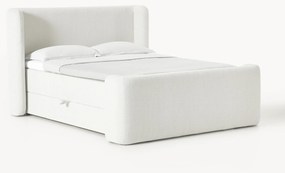 Cama boxspring em bouclé com arrumação Perla