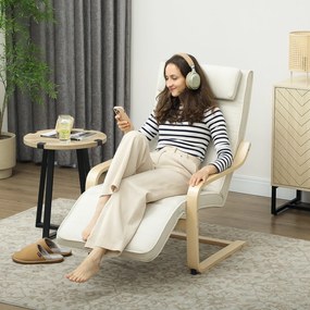 Poltrona de sala de estar, poltrona relaxante com massagem e aquecimento, encosto alto, apoio para a cabeça e apoio para os pés, 67 x 95 x 101 cm, cre