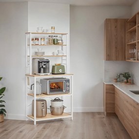 Armário de cozinha com estante para micro-ondas 40 x 80 x 167 cm cor de carvalho-branco 
