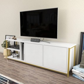 Móvel TV Primrose – Branco e Dourado – 160 cm x 35,3 cm x 50,8 cm