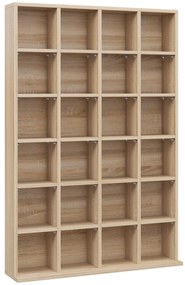 HOMCOM Móvel de Armazenamento Multimídia 480 CD/312 DVD Biblioteca em Madeira com Prateleiras Ajustáveis 89x130,5 cm Madeira Natural | Aosom Portugal