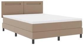 Cama Box Spring vidaXL com Colchão Cappuccino 140x200 cm Couro Sintéti