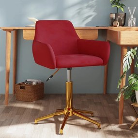 vidaXL Cadeira de jantar giratória veludo vermelho tinto