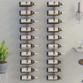 Garrafeira de parede para 10 garrafas metal dourado