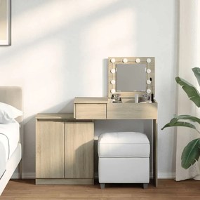 vidaXL Toucador com LED 115x37x110,5 cm carvalho sonoma