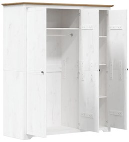 Roupeiro BODO 146x53,5x173 cm pinho maciço branco e castanho