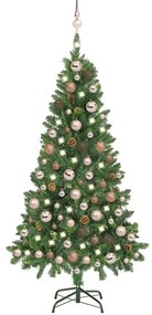 vidaXL Árvore Natal artificial pré-iluminada c/ bolas e pinhas 150 cm