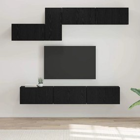 vidaXL Conjunto de móvel de TV 7 pcs Carvalho Preto 60 x 30 x 30 cm