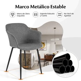 Conjunto de 2 cadeiras de jantar estofadas com encosto ergonômico e braços largos 60 x 53 x 82,5 cm Cinza Escuro