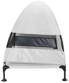 Cama Elevada para Cães com Toldo Removível Cinza Prateado XL Aço