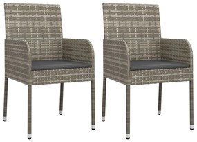 9 pcs conjunto de jantar p/ jardim c/ almofadões vime PE cinza