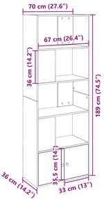Estante 70x36x189 cm derivados de madeira cinzento sonoma