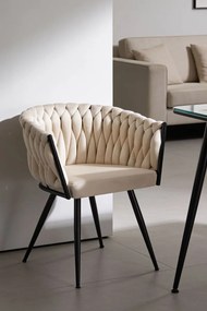 Cadeira Widny Black Veludo - Beige