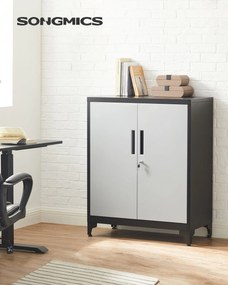 Armário de escritório com 2 portas em aço 40,2 x 80,1 x 99 cm prateado-preto