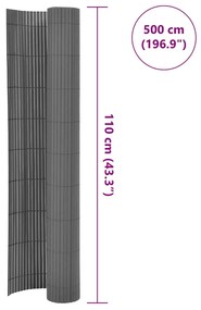 Cerca de jardim dupla face 110x500 cm cinzento