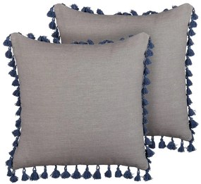 Conjunto de 2 almofadas decorativas com borlas cinzentas 45 x 45 cm CARPINUS Beliani