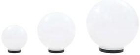 Conjunto de candeeiros esféricos LED 3 pcs 20/30/40 cm PMMA