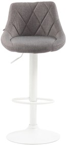 Banco de bar Lazio em tecido e com estrutura branca 46 x 83-104 x 49 cm Cinzento