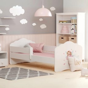Cama infantil FALA fada 160x80 com grade branca - colchão e estrado incluído