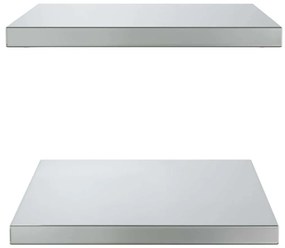 Prateleiras de parede 2 pcs 50x40x3 cm aço inoxidável prateado
