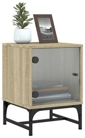 Mesa cabeceira c/ portas vidro 2 pcs 35x37x50cm carvalho sonoma