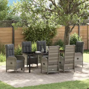 vidaXL Conjunto de Jantar de Jardim com 7 Peças em Rattan Poliéster Cinza