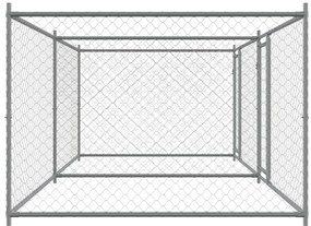 Jaula para cão com portas 4x2x1,5 m aço galvanizado cinzento