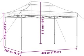 Tenda para festas pop-up dobrável 440x292x315 cm bege