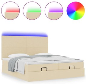Estrutura de cama otomana com colchões tecido creme 200x200cm