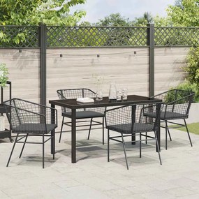 Conjunto de Jantar para Jardim de 5 Peças da com Almofadas Pretas em P