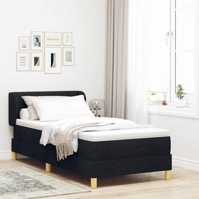 vidaXL Cama Box com colchão com cabeceira Preto 100 x 200 cm tecido